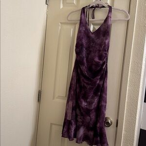 Purple tye dye halter dress